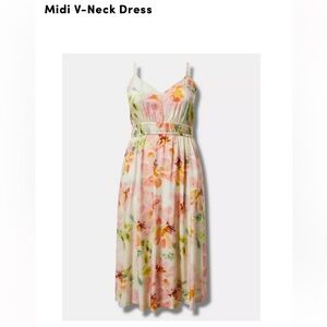Torrid Pastel Floral V-Neck Dress in Pink, Green & Yellow